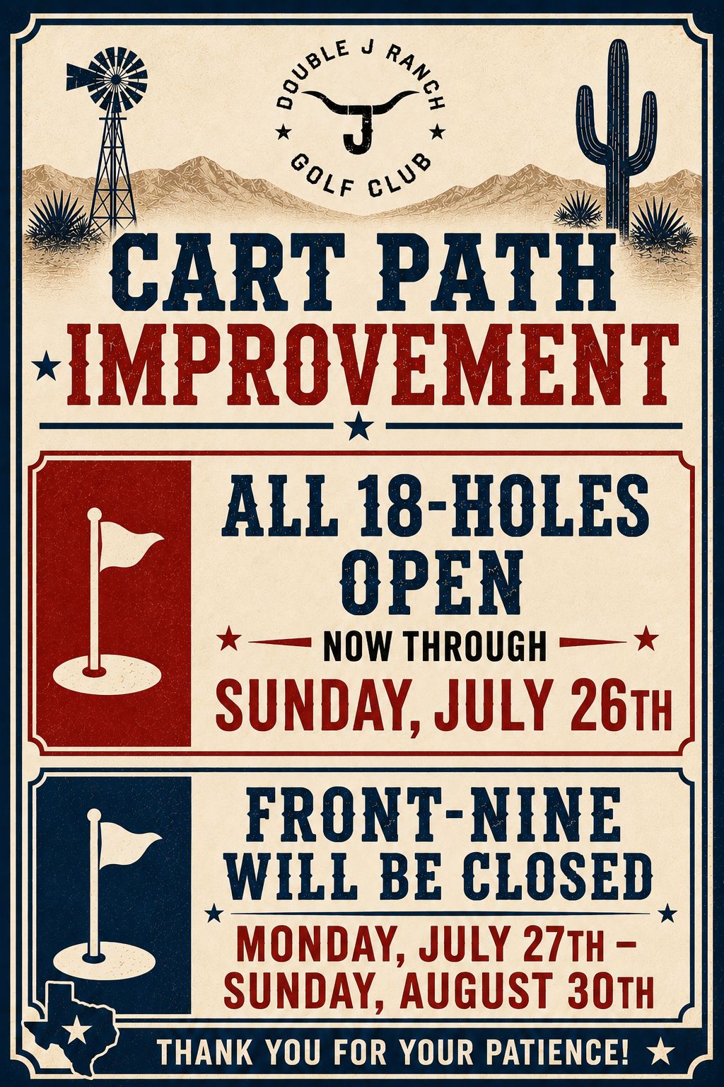 Double J Ranch Cart Path Improvements June 1 to 28