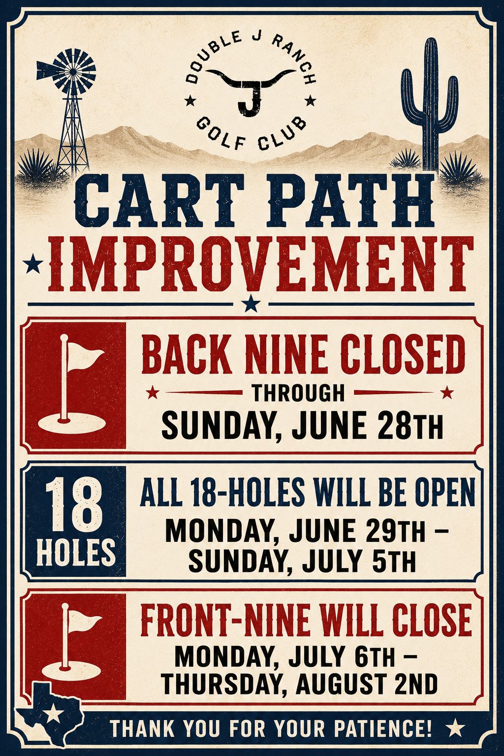 Double J Ranch Cart Path Improvements June 1 to 28